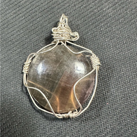 Hand Crafted Jewelry - Elegant Sterling Silver & Flourite Wire-Wrapped Pendant